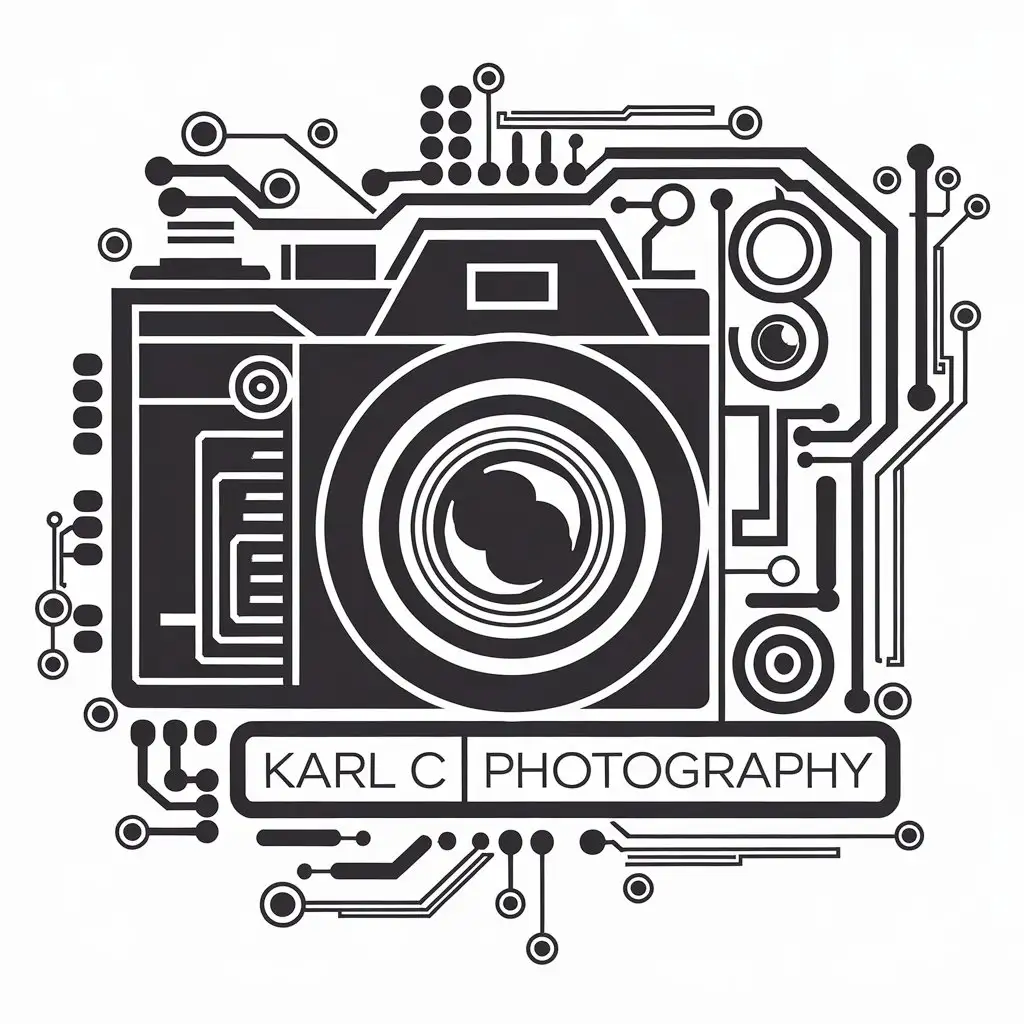 LOGO Design for Karl C Photography Vector Camera Symbol for Technology Industry with Clear Background