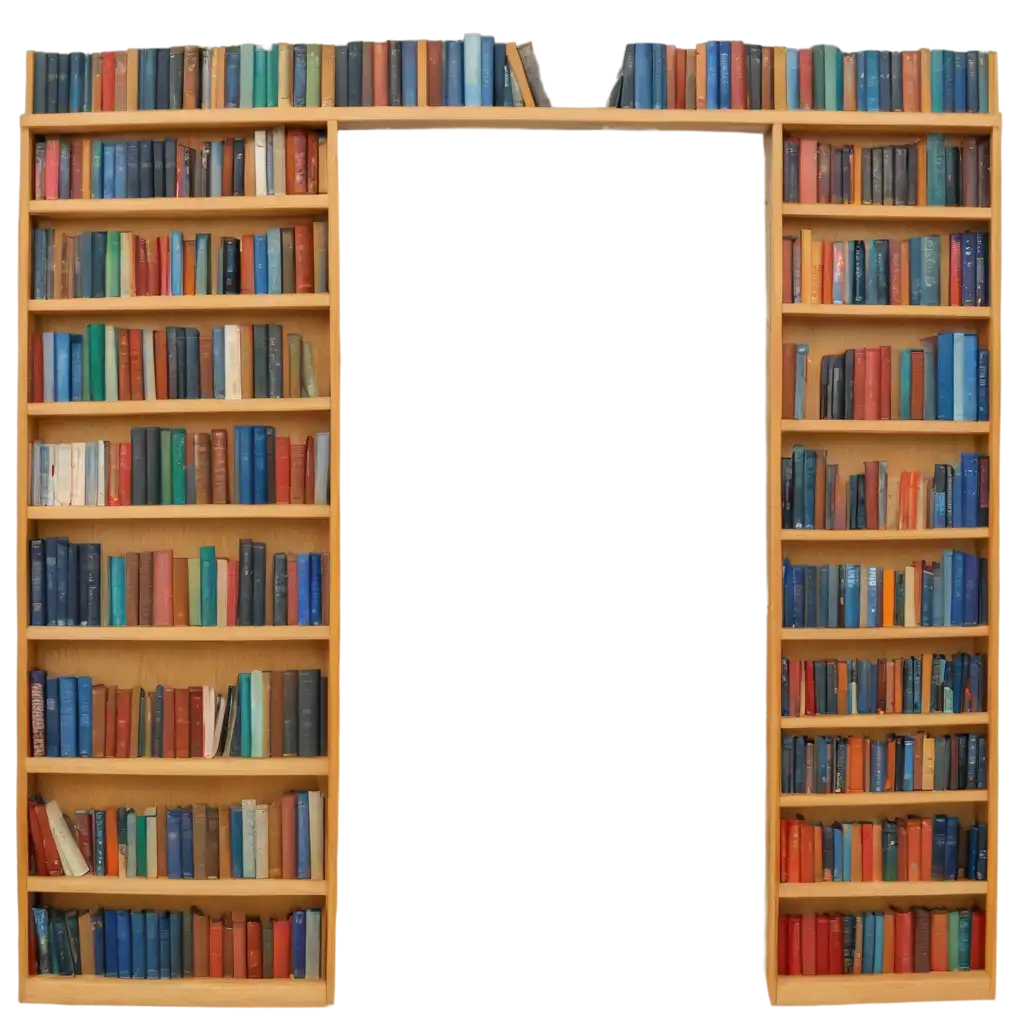 PNG-Image-of-Bookcases-FilledPNG-Image-Usage-Scenarios-with-Books-Featuring-Good-Human-Qualities-Like-Honesty-and-Discipline