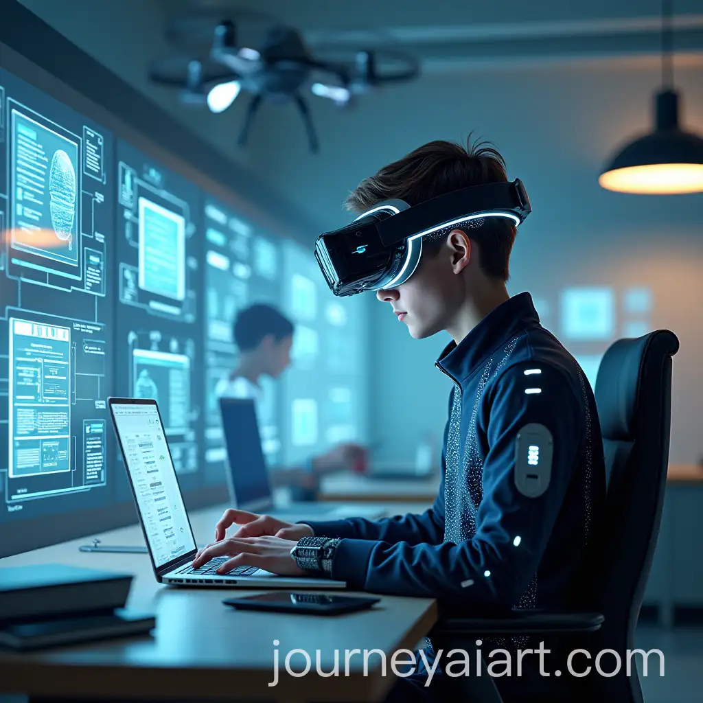 Futuristic-Student-Studying-in-HighTech-Educational-Space-with-ARVR-and-Holographic-Screens