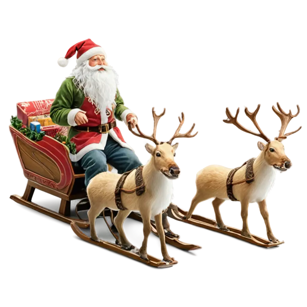 Grandfather-Frost-on-Sled-with-Reindeer-PNG-A-Magical-Winter-Scene-in-HighQuality-Format