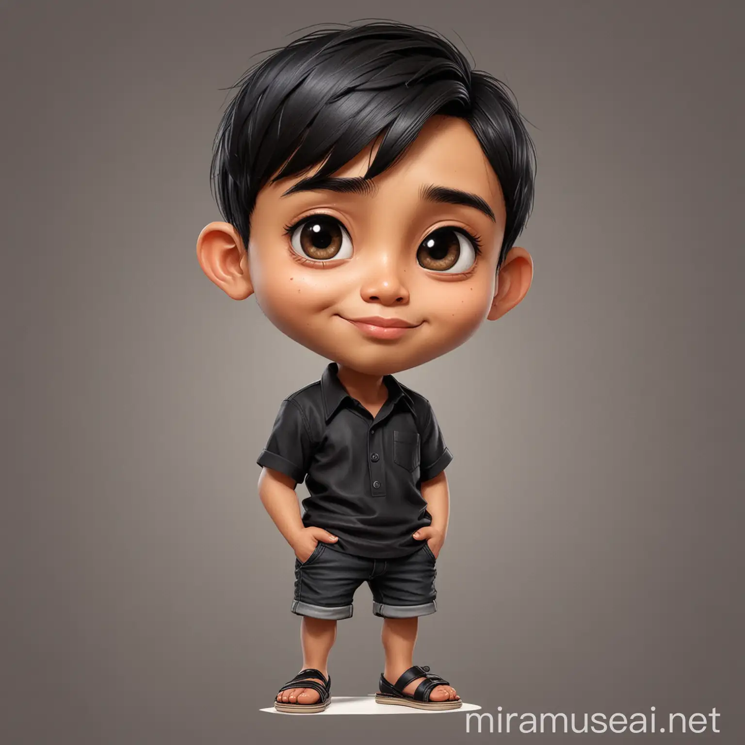 Indonesian Man in Casual Attire Chibi Caricature Portrait