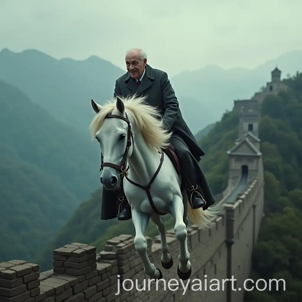 Albus-Dumbledore-Riding-a-White-HorseAI-Image-Prompt-Expansion-on-the-Great-Wall-of-China