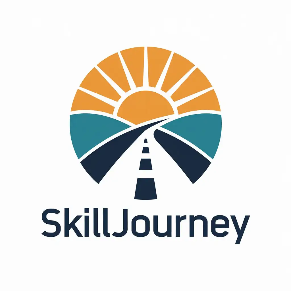 a vector logo design,with the text "SkillJourney", main symbol:Path to the sun,Moderate,be used in Education industry,clear background