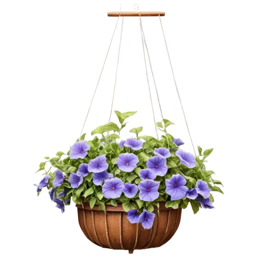 Photorealistic-Hanging-Basket-with-Cascading-Petunias-PNG-Perfect-for-Gardening-and-Home-Decor-Projects