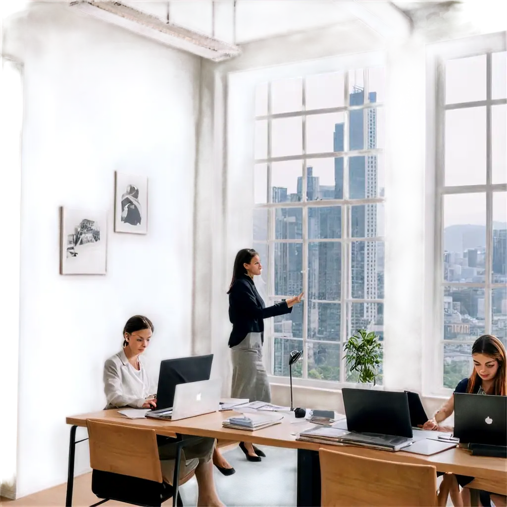 Modern-Office-with-City-View-PNG-Image-Workplace-Productivity-in-Contemporary-Settings