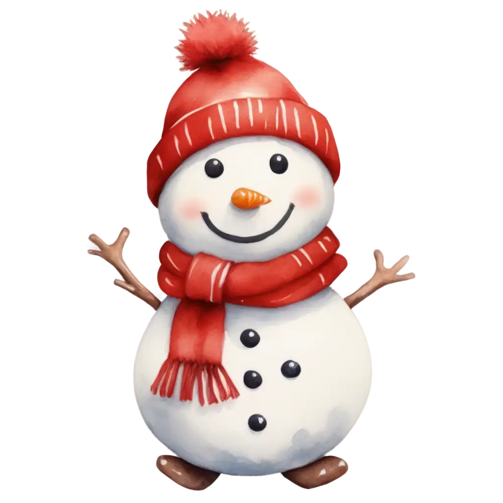 Cute-Snowman-in-Red-Hat-and-Scarf-PNG-Image-for-Holiday-and-Seasonal-Designs