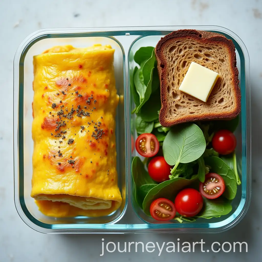 HighProtein-Breakfast-Meal-in-Glass-Container-with-Omelet-Toast-and-Salad