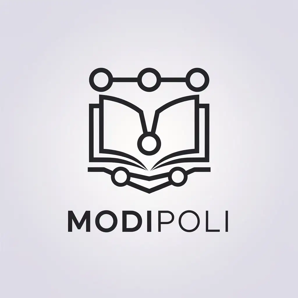 LOGO-Design-for-ModiPoli-Connecting-Rod-and-Book-Symbol-with-Minimalist-Tech-Aesthetics