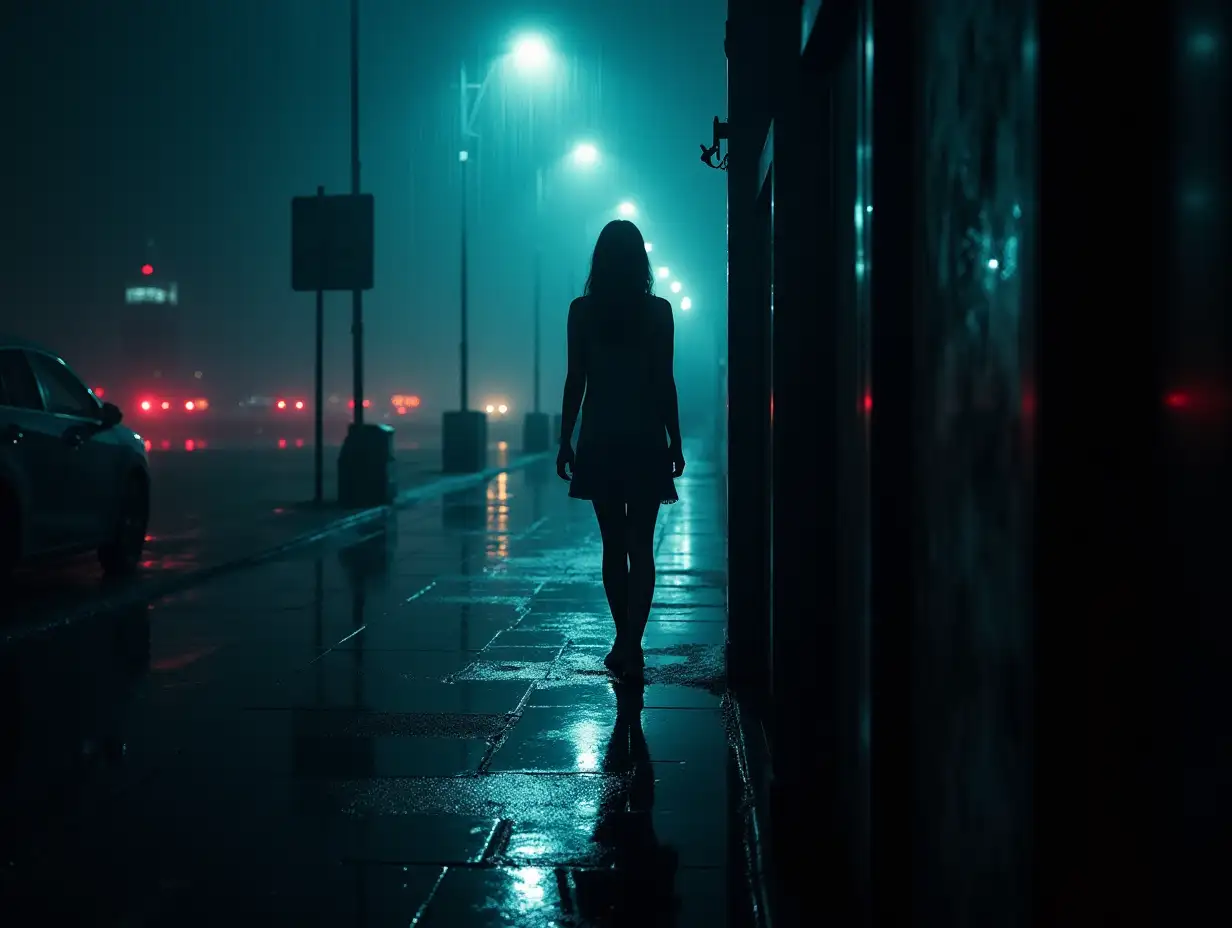 Dark & Atmospheric: Use a moody, rain-soaked cityscape at night, with neon reflections on the wet pavement. This aligns with the psychological thriller theme. Silhouettes & Mystery: Consider a shadowy female figure, possibly looking at a cracked mirror or standing in the distance, hinting at obsession and duality. Muted Colors with Pops of Contrast: Stick to deep blues, blacks, and reds to create a suspenseful vibe, with pops of neon from distant city lights.