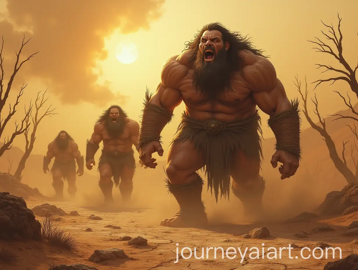 Enraged-Ancient-Giants-in-a-Scorched-Desert-Landscape