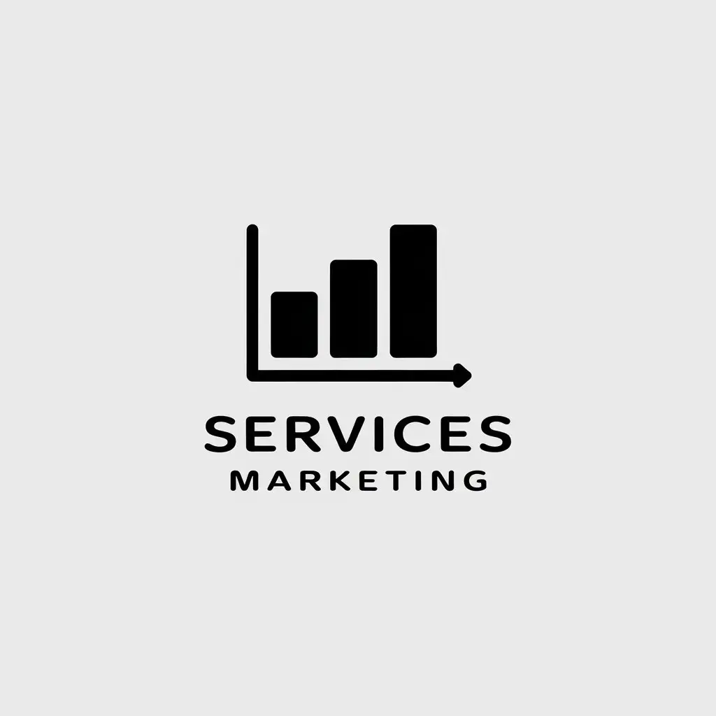 a vector logo design,with the text "services marketing", main symbol:Bar graph icons, that represent analysis and strategy which are fundamental in marketing,Minimalistic,be used in Others industry,clear background