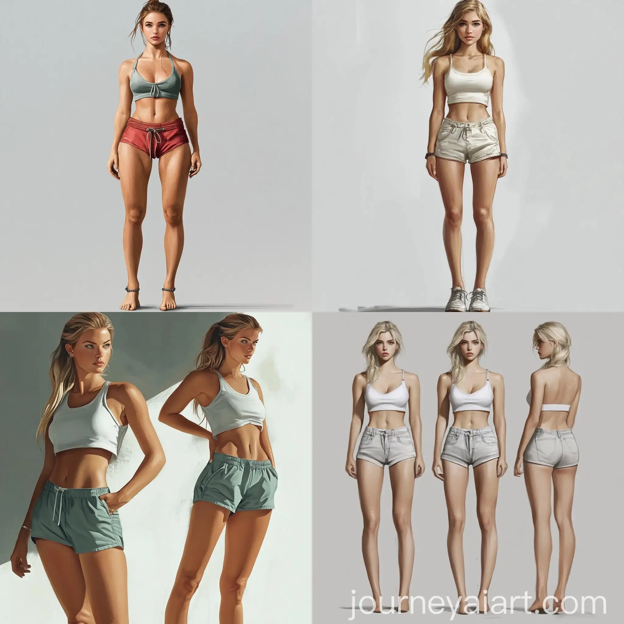 Realistic-Female-in-Shorts-Casual-Summer-Fashion-Concept
