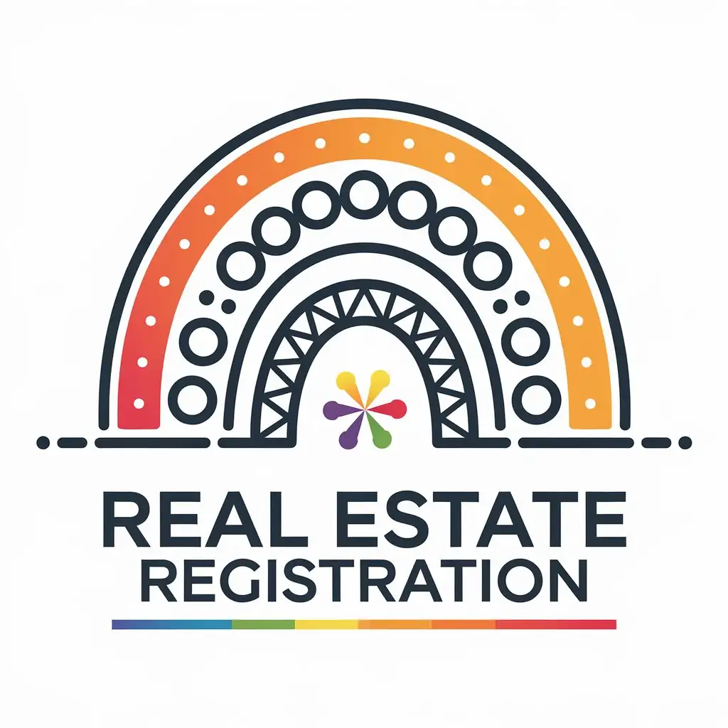 a vector logo design,with the text "real estate registration", main symbol:rainbow logo,Moderate,clear background