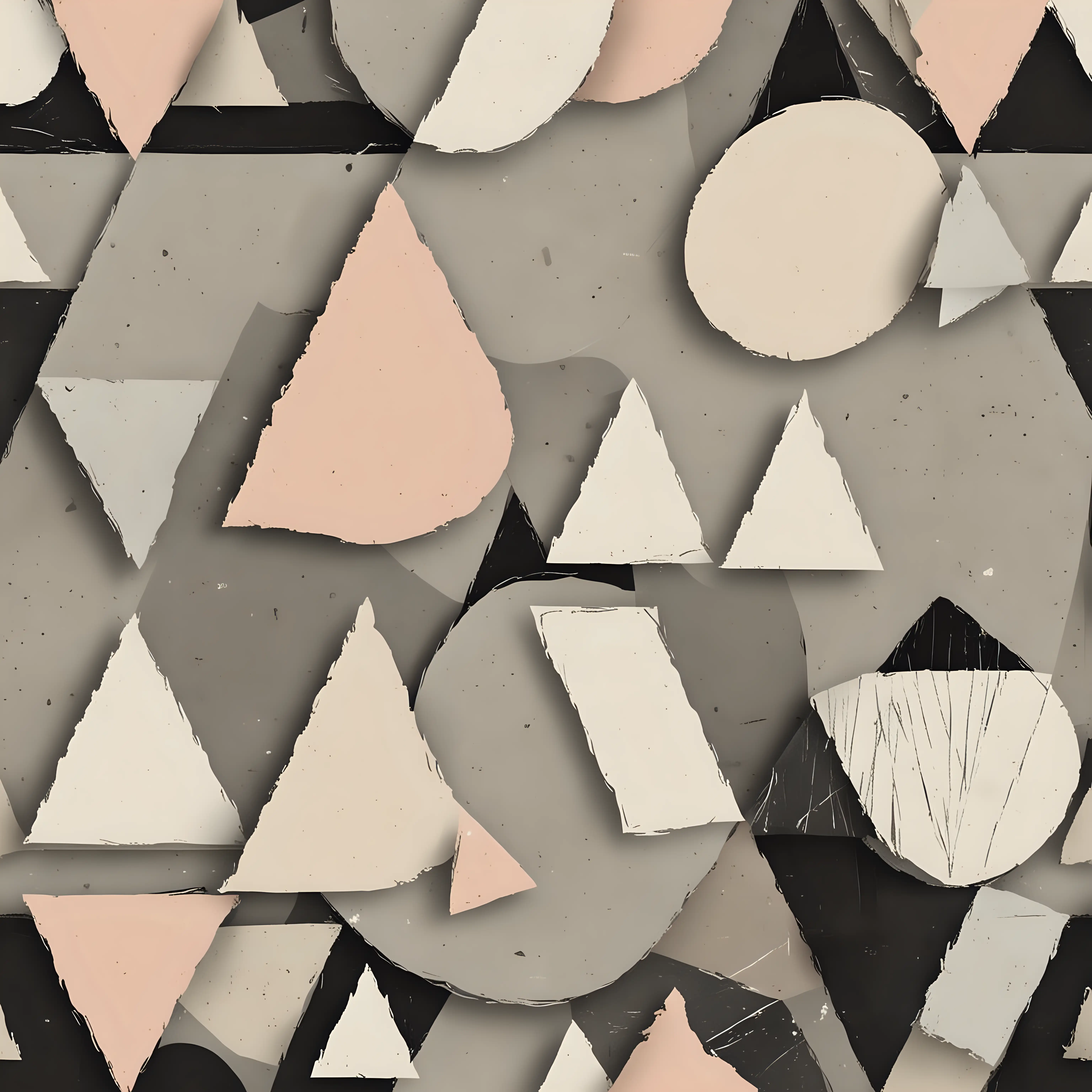 "Create a set of seamless geometric patterns in a minimalist style. Use basic shapes like circles, triangles, and squares, with a limited color palette of black, white, and pastel tones. These patterns should be ideal for wallpapers, textiles, or digital backgrounds."
