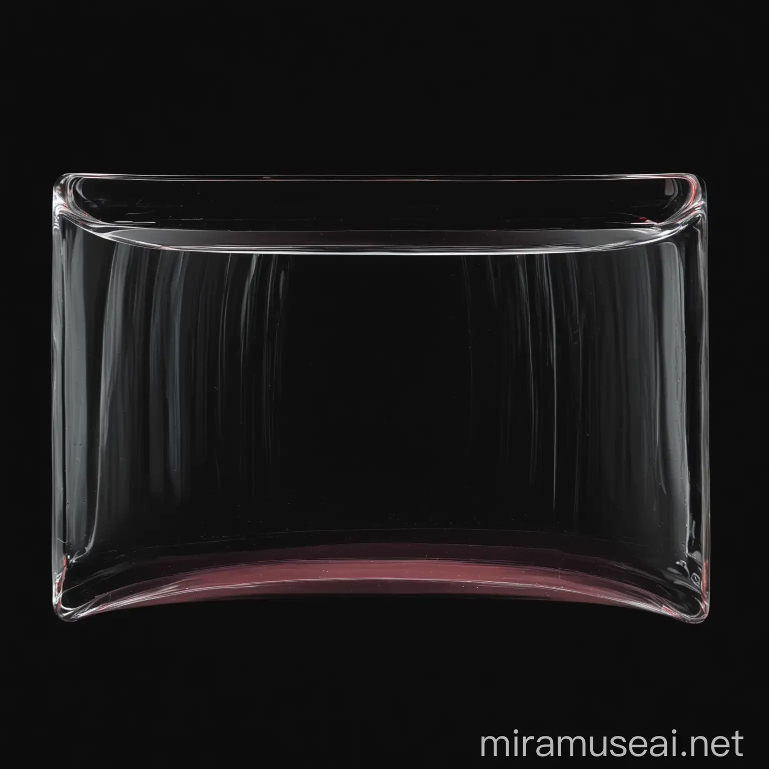 Transparent Jello Curved Line on Black Background with Glass and Water Effects