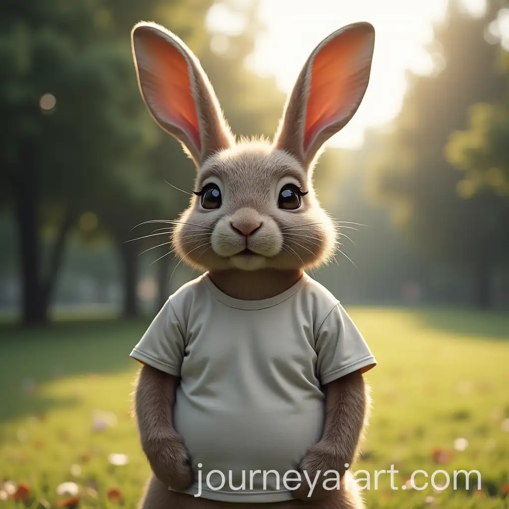 Humanoid-Rabbit-in-TShirt-Standing-in-Park