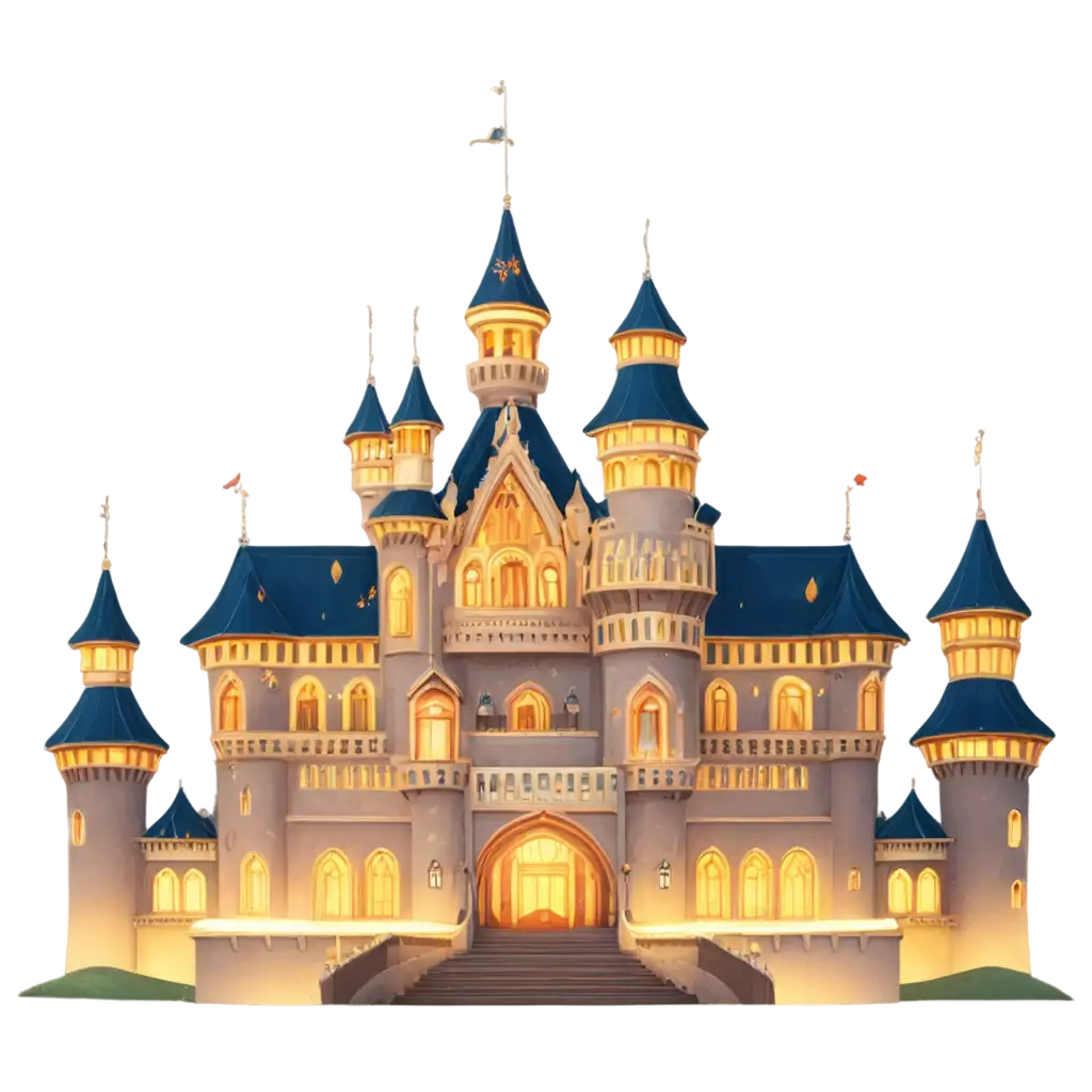 Cartoon-Palace-at-Night-with-Lights-PNG-Image-for-Stunning-Visual-Impact