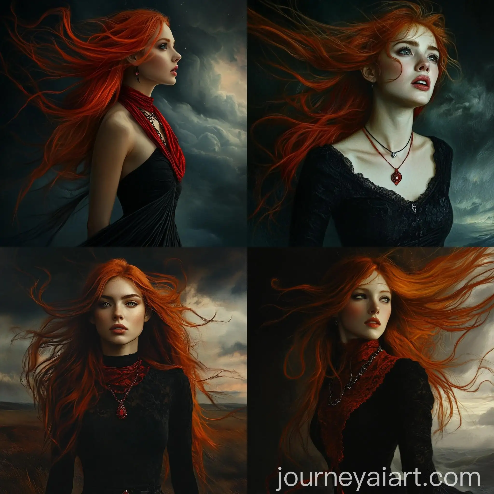 Portrait-of-a-Young-Woman-with-Red-Hair-in-Dramatic-Setting