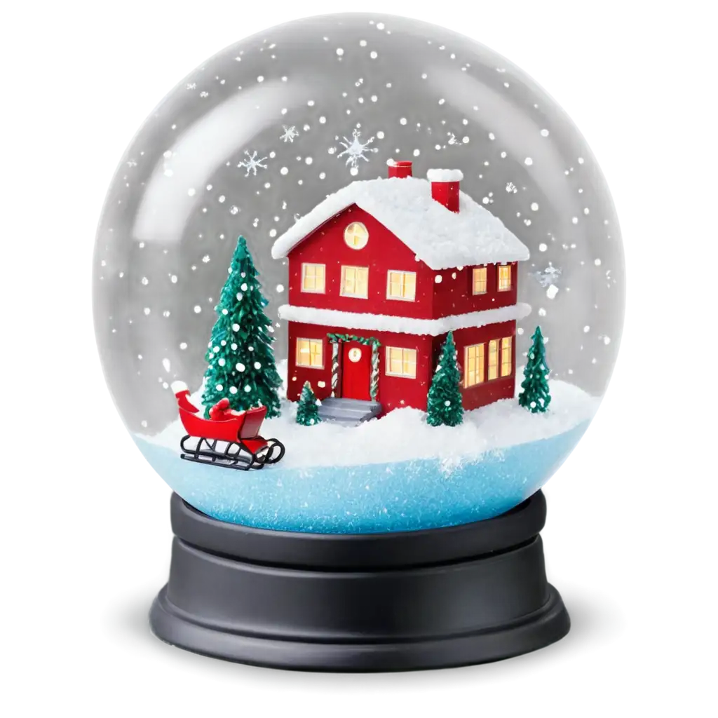 Whimsical-Snow-Globe-PNG-Cozy-Winter-Village-with-Santa-in-Sleigh