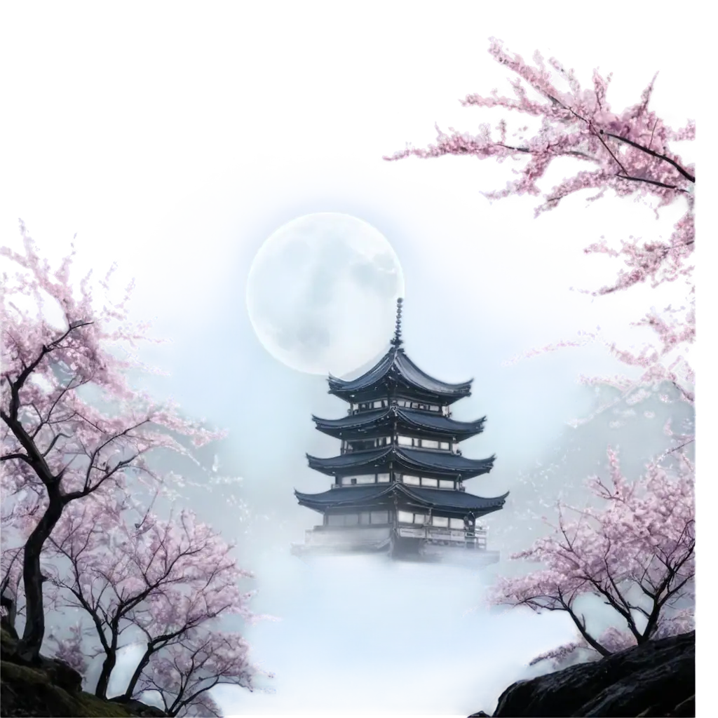 Misty-Moonlit-Forest-PNG-Ethereal-Scene-with-Cherry-Blossoms-and-a-Japanese-Pagoda