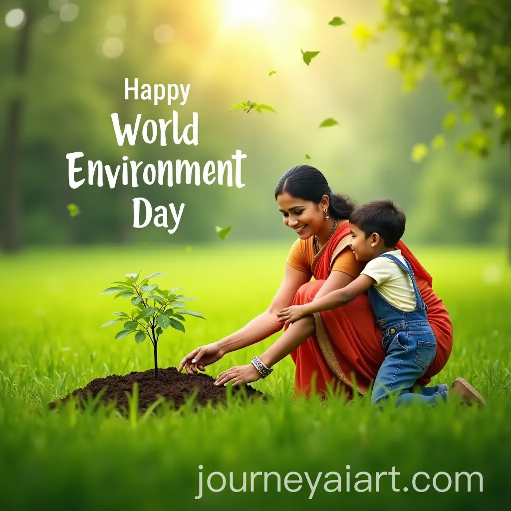 Indian-Woman-Planting-Tree-in-Lush-Green-Field-on-World-Environment-Day