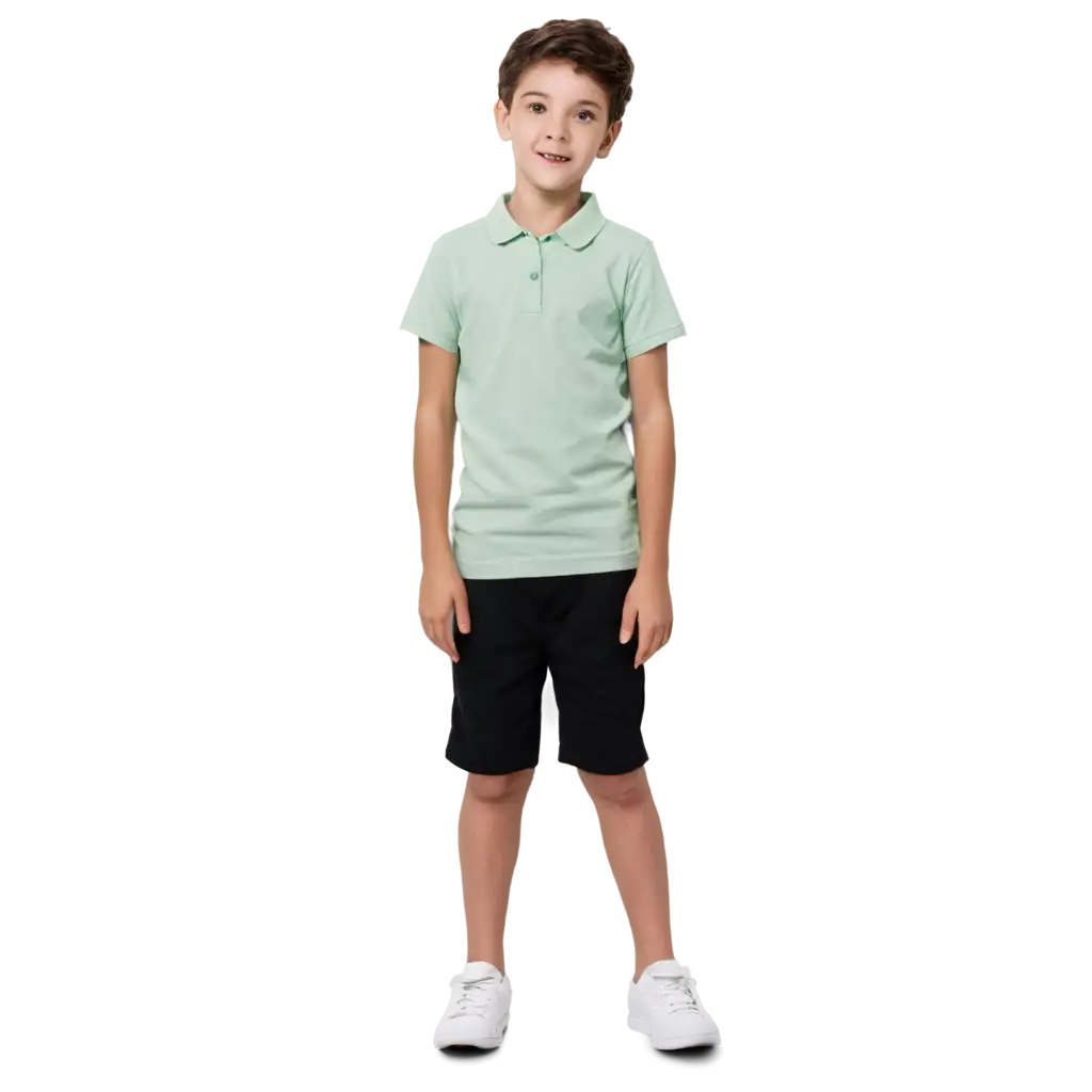 Boy-in-Pale-Green-Shirt-and-Black-Shorts-PNG-Image-for-Transparent-Backgrounds
