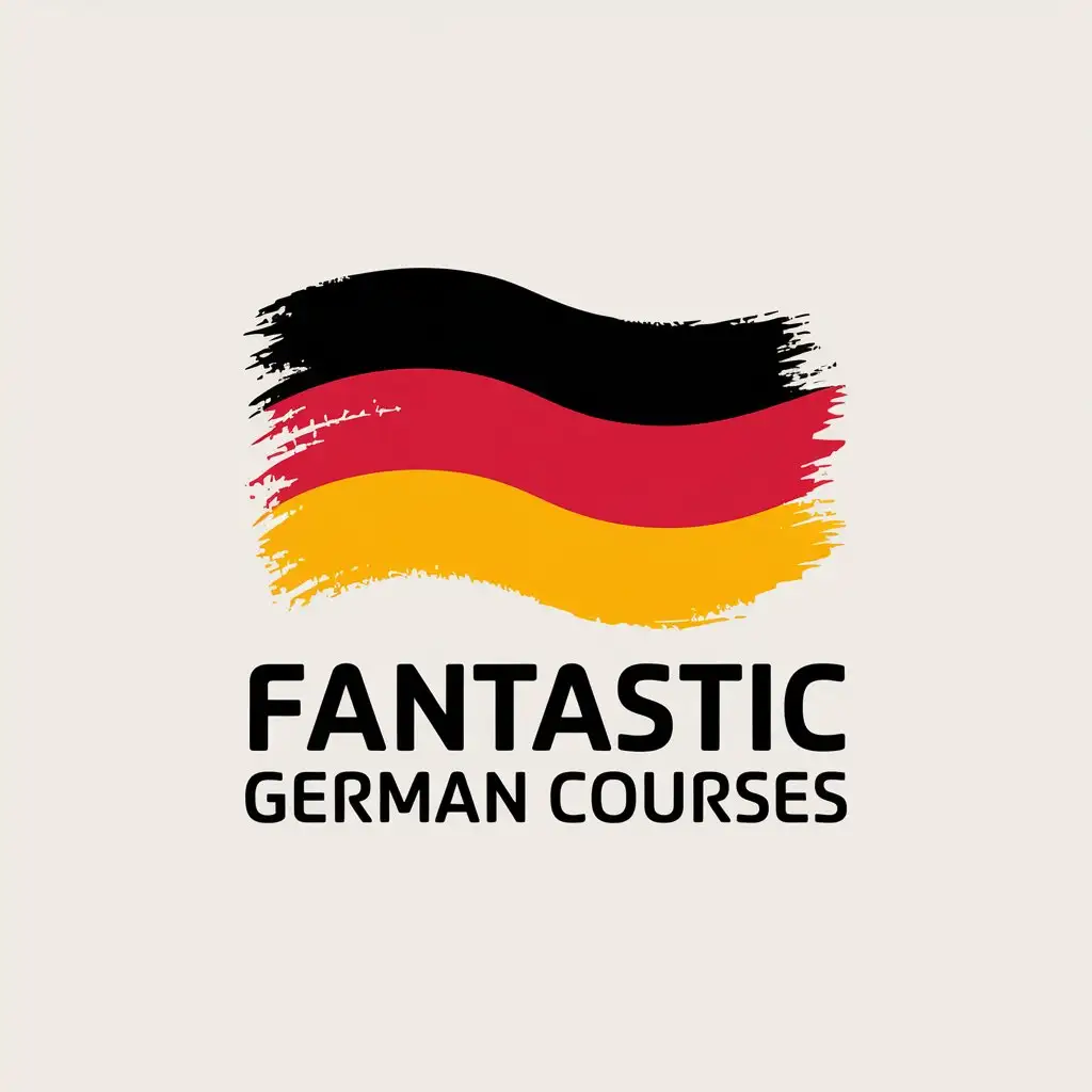 a vector logo design,with the text "FANTASTIC German courses", main symbol:German flag,Moderate,be used in Education industry,clear background