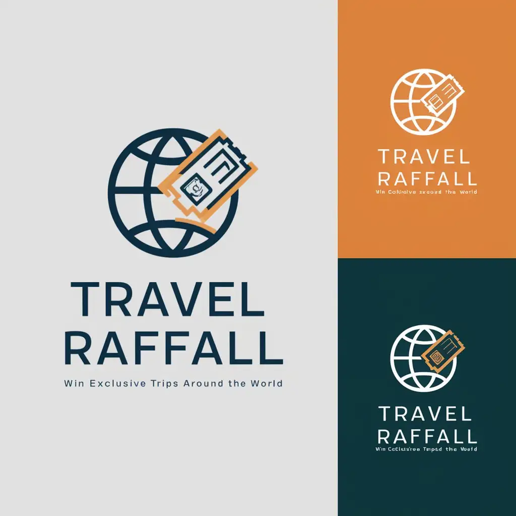 LOGO Design for Travel Raffall Luxury Adventure Opportunity with Navy Blue Gold and Vibrant Accents