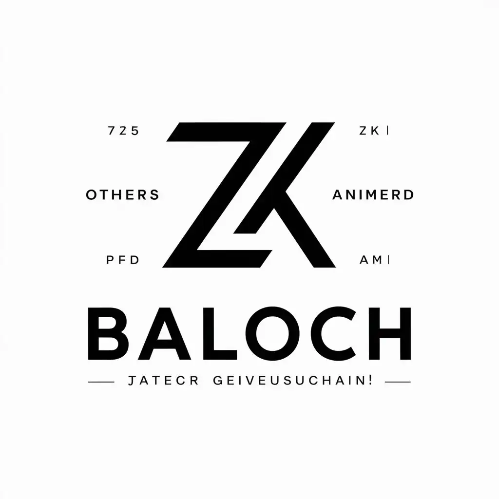 a vector logo design,with the text "BALOCH", main symbol:ZK,Moderate,be used in Others industry,clear background