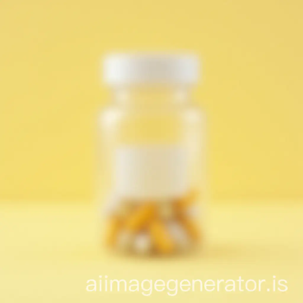 Yellow-and-White-Capsule-Bottle-with-Label-and-Lid