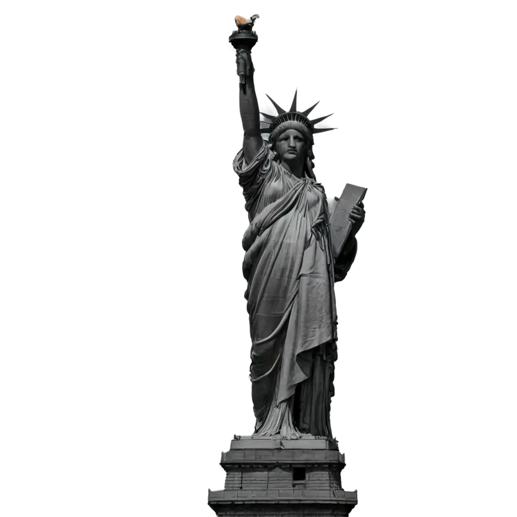 Stunning-Black-and-White-PNG-of-the-Statue-of-Liberty-with-Full-Flame