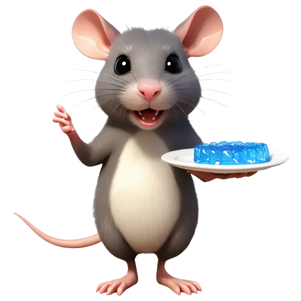 Angry-Cartoon-Rat-Holding-a-Dinner-Plate-with-Blue-Jelly-PNG-Image