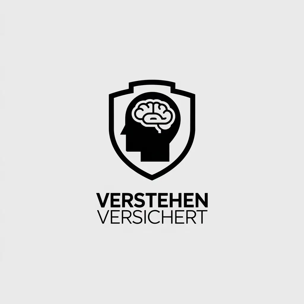 LOGO Design for VerstehenVersichert Minimalistic Shield with Brain Symbol for Education