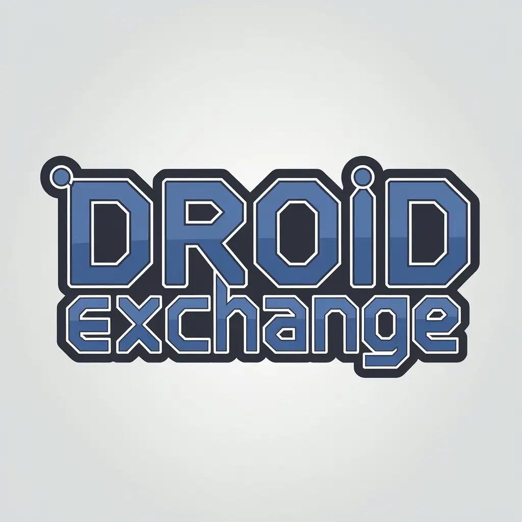 LOGO-Design-For-Droid-Exchange-Blue-Text-in-Robot-Style-for-Cryptocurrency-Exchange-Industry