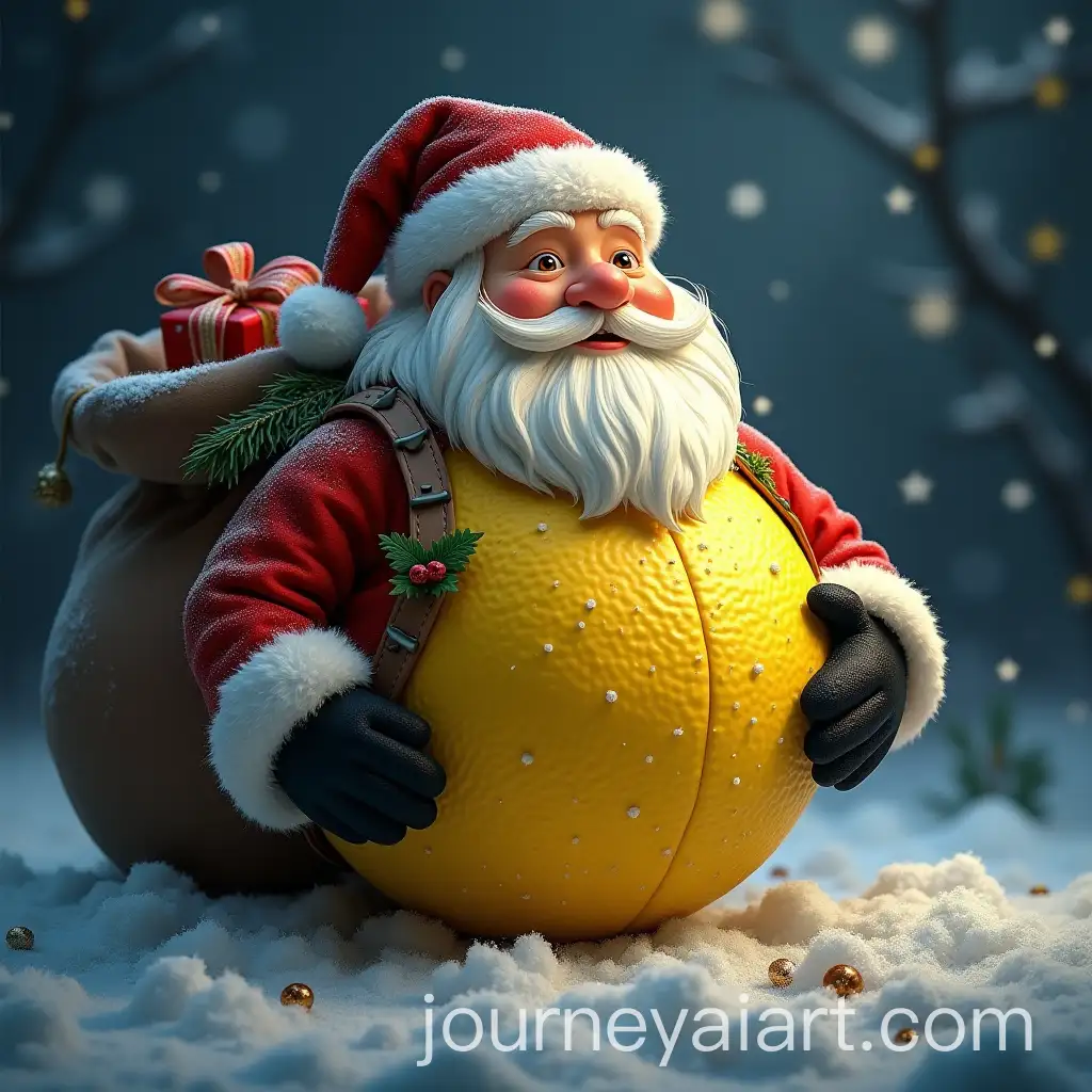 Santa-Lemon-with-Presents-on-a-Snowy-Night