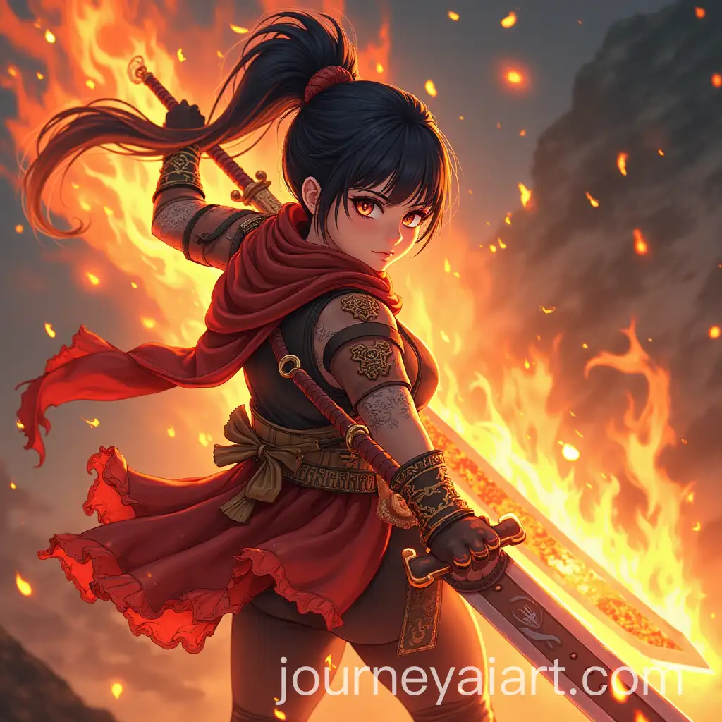 Anime-Warrior-with-Sword-Battling-Fire-Elemental-Demon-in-Demon-Slayer-Style