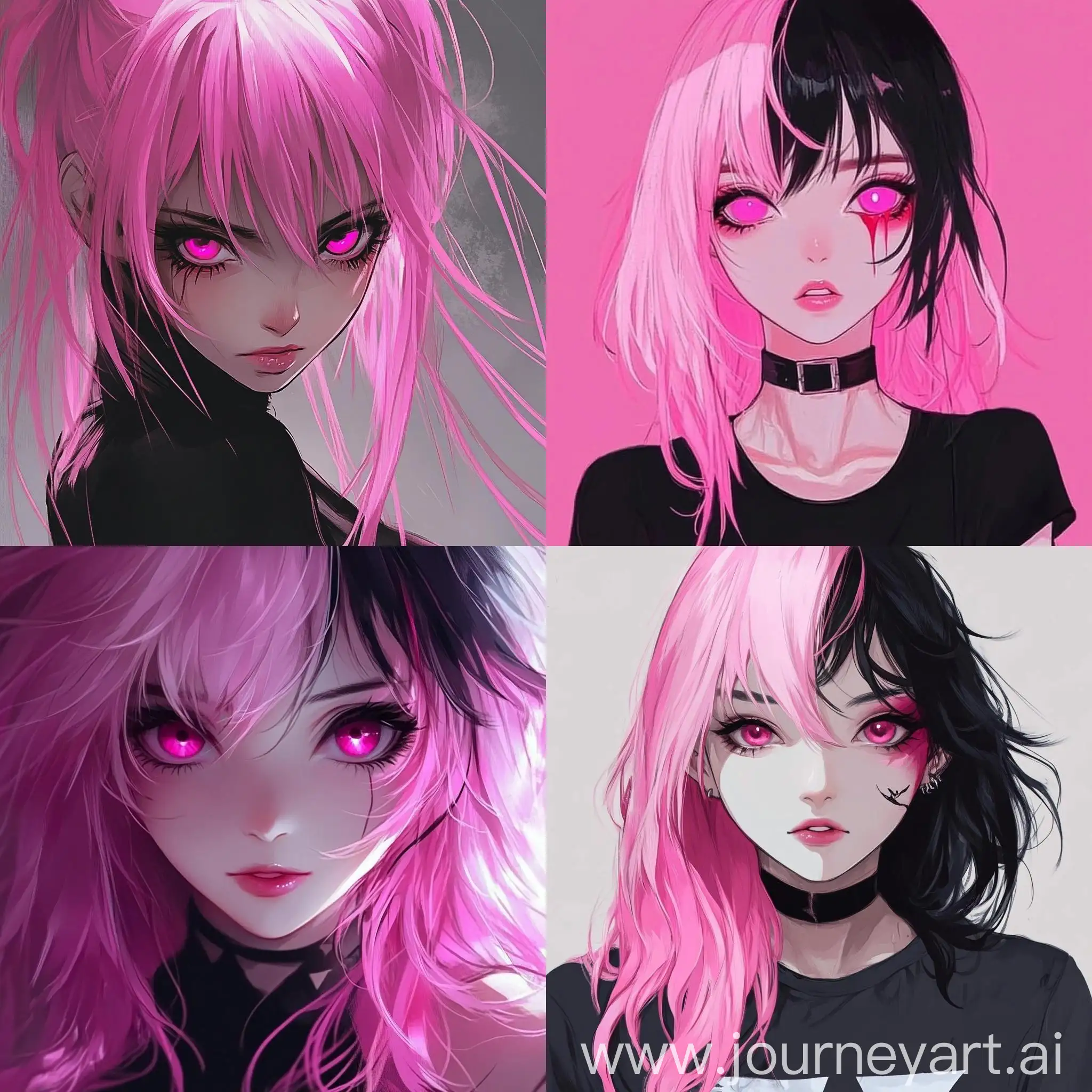 Anime-Girl-with-Pink-and-Black-Heterochromatic-Eyes-Portrait-Artwork