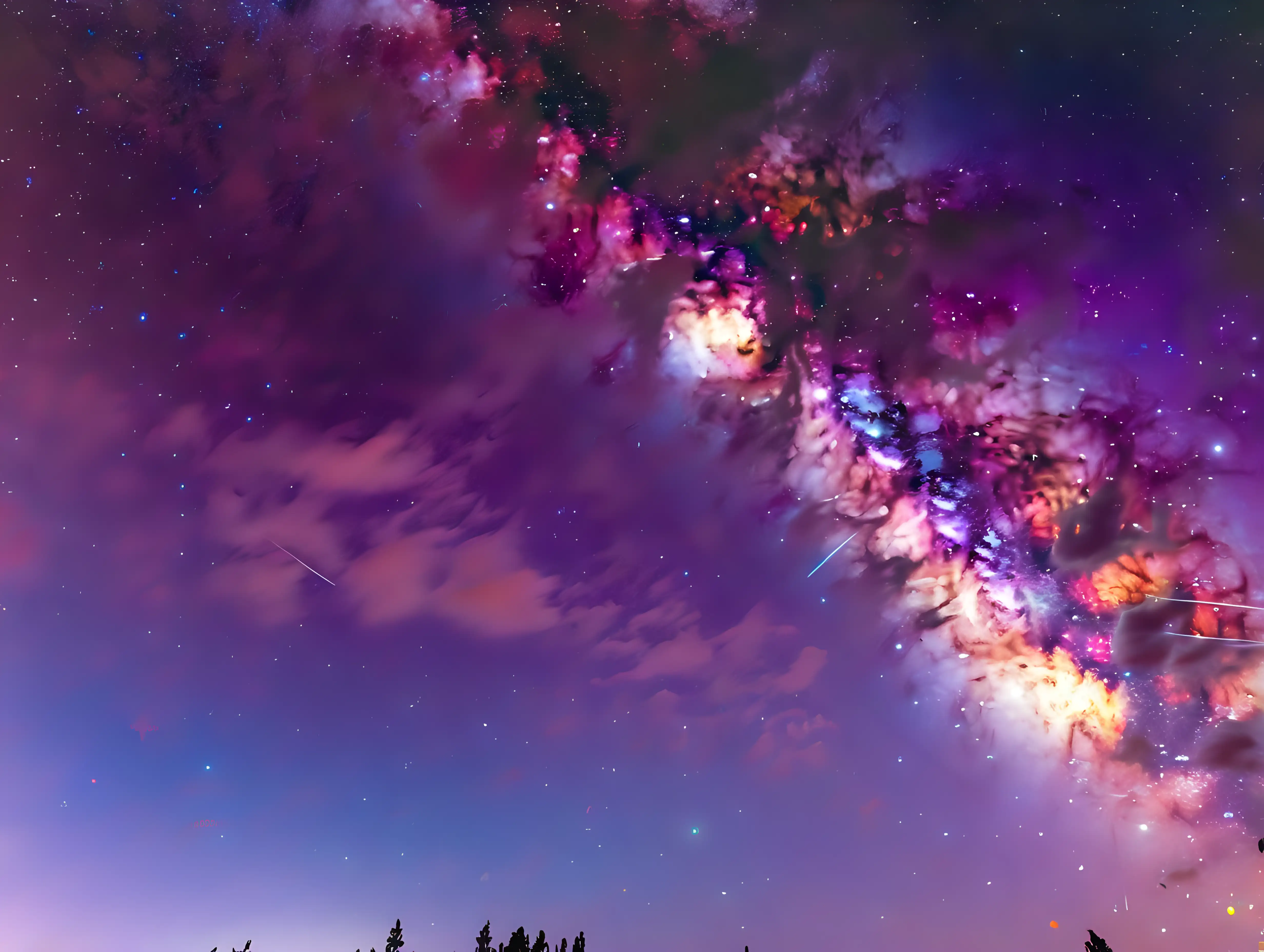 Vibrant Colorful Night Sky with Stars and Celestial Elements