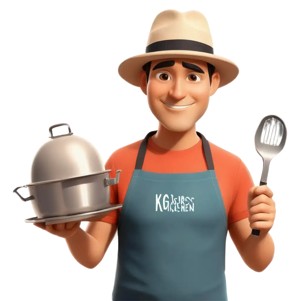 Cartoon-Man-in-Fedora-Hat-Cooking-KGs-Kitchen-PNG-Image