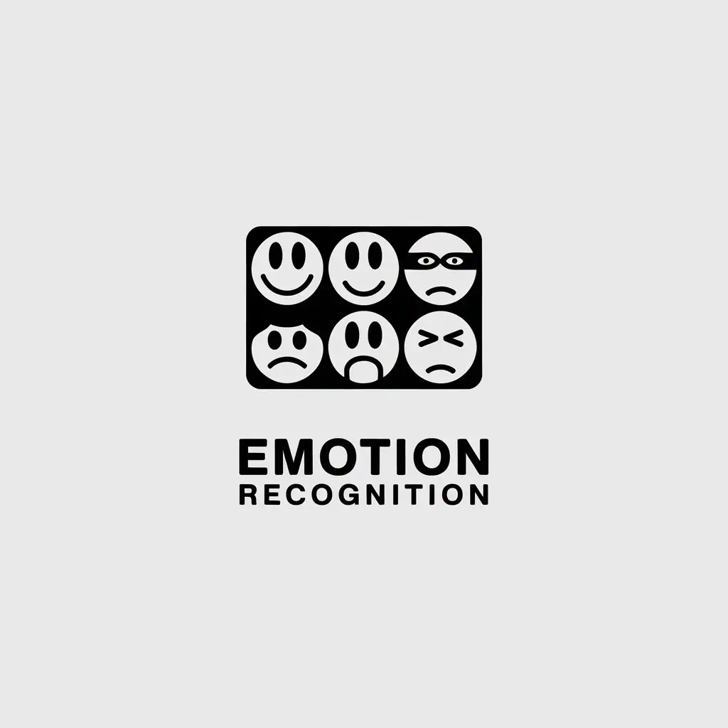 LOGO Design for Emotion Recognition Black and White Minimalistic Symbol Representing Expressions and Voice