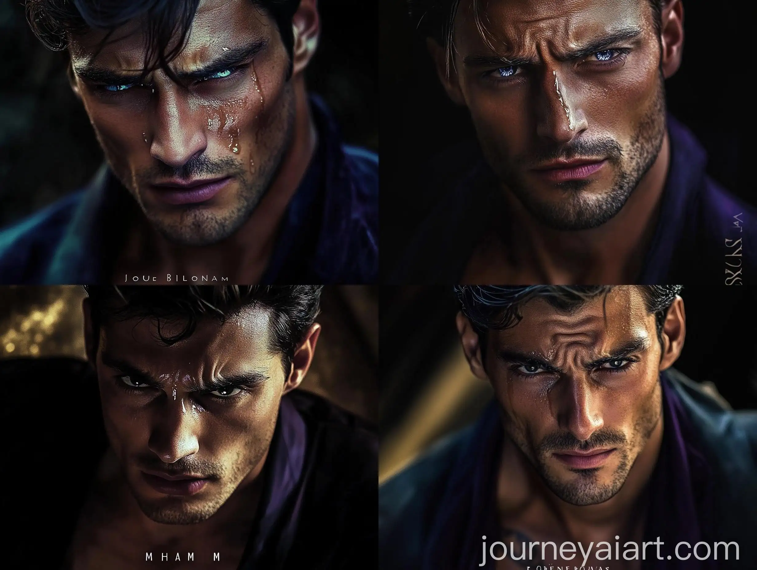 Emotional-Man-with-Tears-Looking-at-Camera