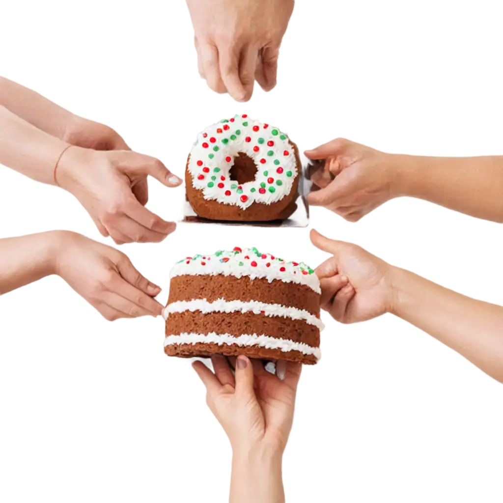 People-Holding-Cake-and-Celebrating-Christmas-PNG-Image-for-Holiday-Cheer-and-Festivity