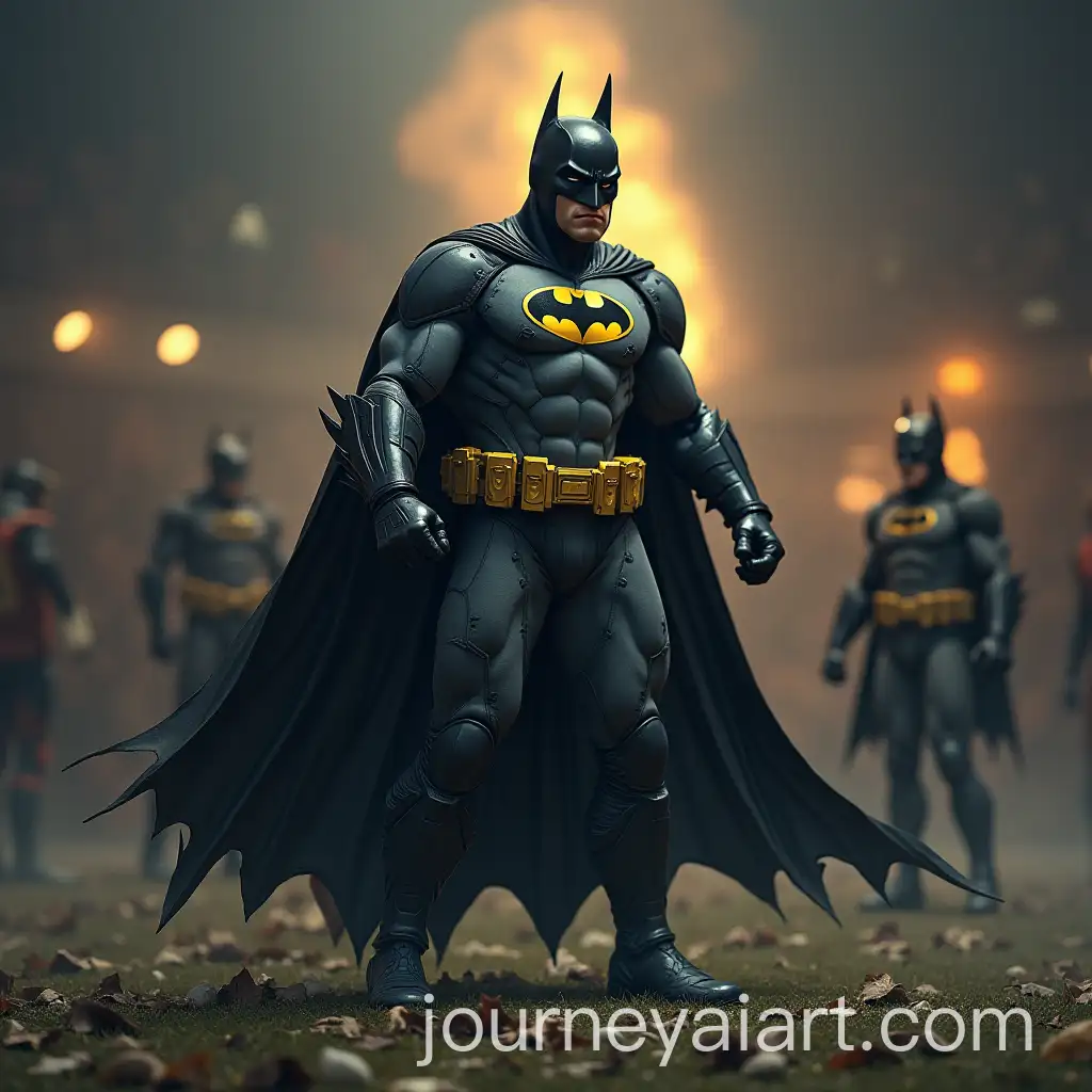 Batman-Celebrates-Victory-on-the-Ground-with-Other-Players