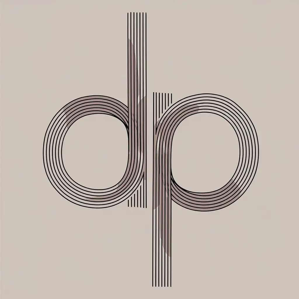 the initials 'dp' in lowercase connected together in simple artistic way, simple font, monocolor background