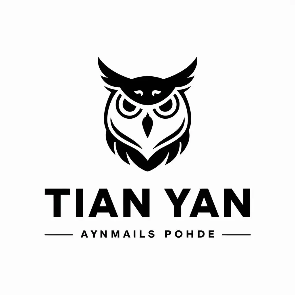 a vector logo design,with the text "Tian Yan", main symbol:a horned owl,Moderate,be used in Animals Pets industry,clear background