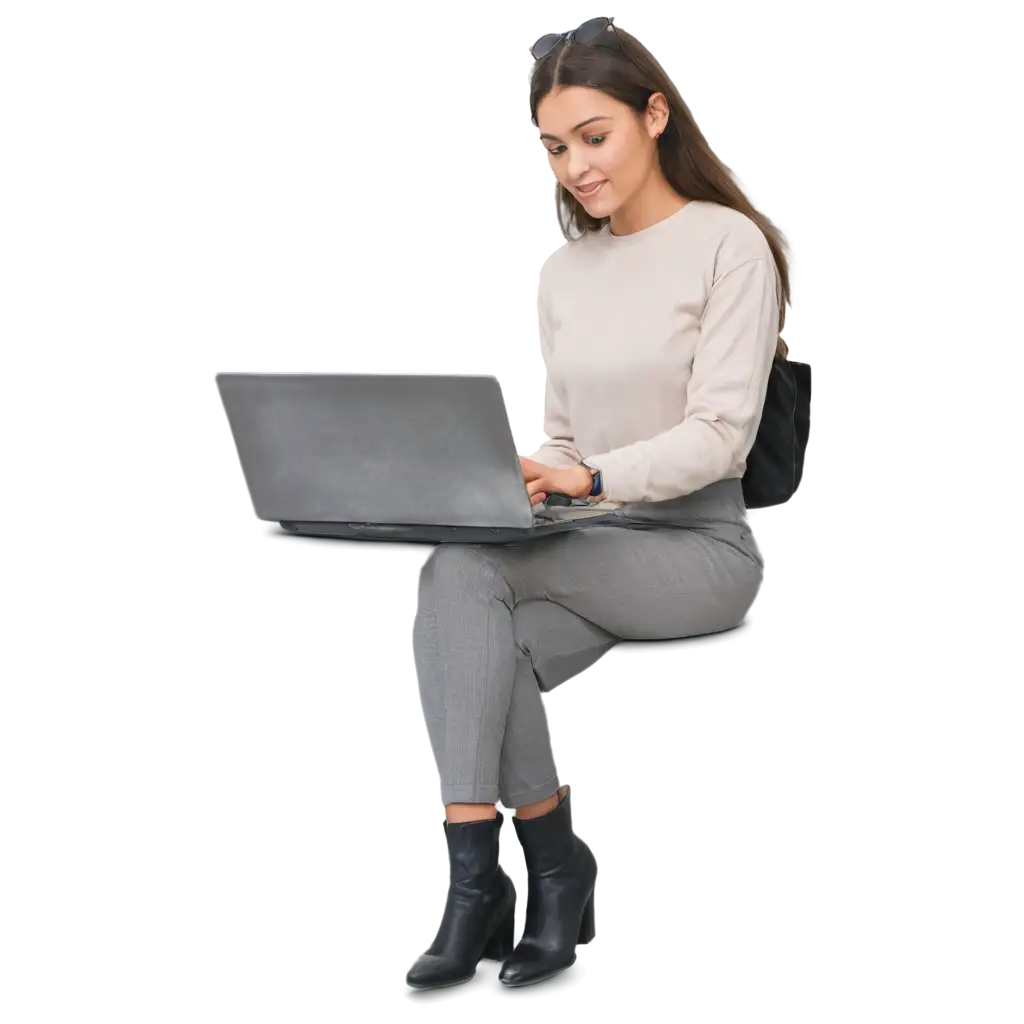 Girl-Studying-Online-Course-PNG-High-Quality-Digital-Illustration