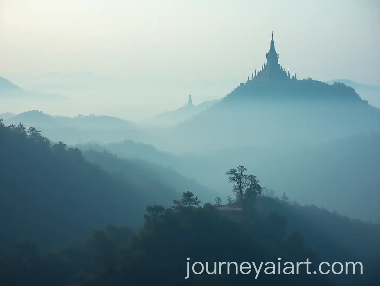 Aerial-View-of-Misty-Mountain-with-Temple-Focus