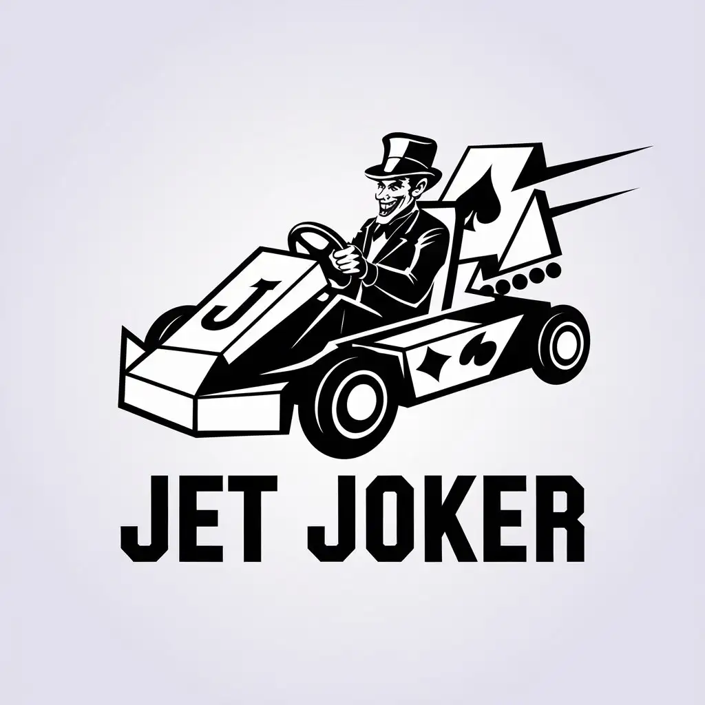 LOGO Design for Jet Joker Minimalistic Joker in Mario Kart with Playing Cards for Sports Fitness