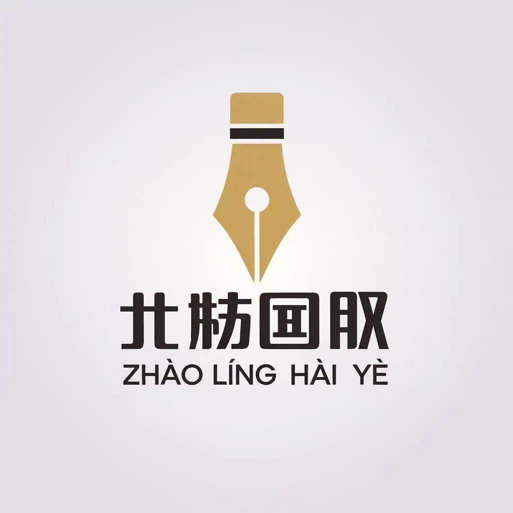 a vector logo design,with the text "zhào lìng hǎi yè", main symbol:pen,Minimalistic,be used in Others industry,clear background