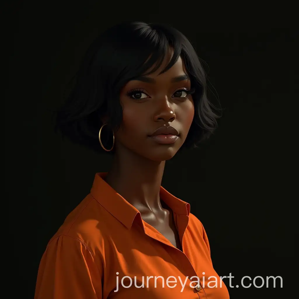 Elegant-Black-Woman-with-Short-Hair-and-Scarecrow-in-Dramatic-Lighting